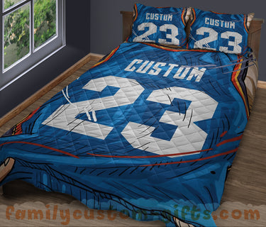 Custom Quilt Sets Oklahoma City Jersey Personalized Basketball Premium Quilt Bedding for Men Women